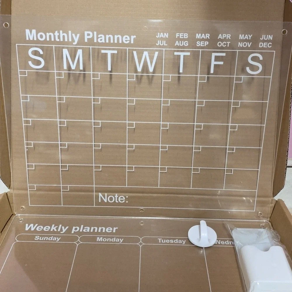 Weekly Monthly Magnetic Calendar for Fridge w/ Magnetic Markers 16x12 inch
